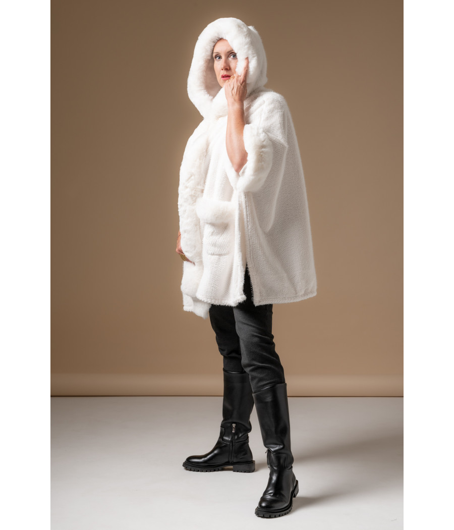 White Faux Fur Coat with Hood & Pockets | AS'FALL White Faux Fur Coat with Hood & Pockets | AS'FALL