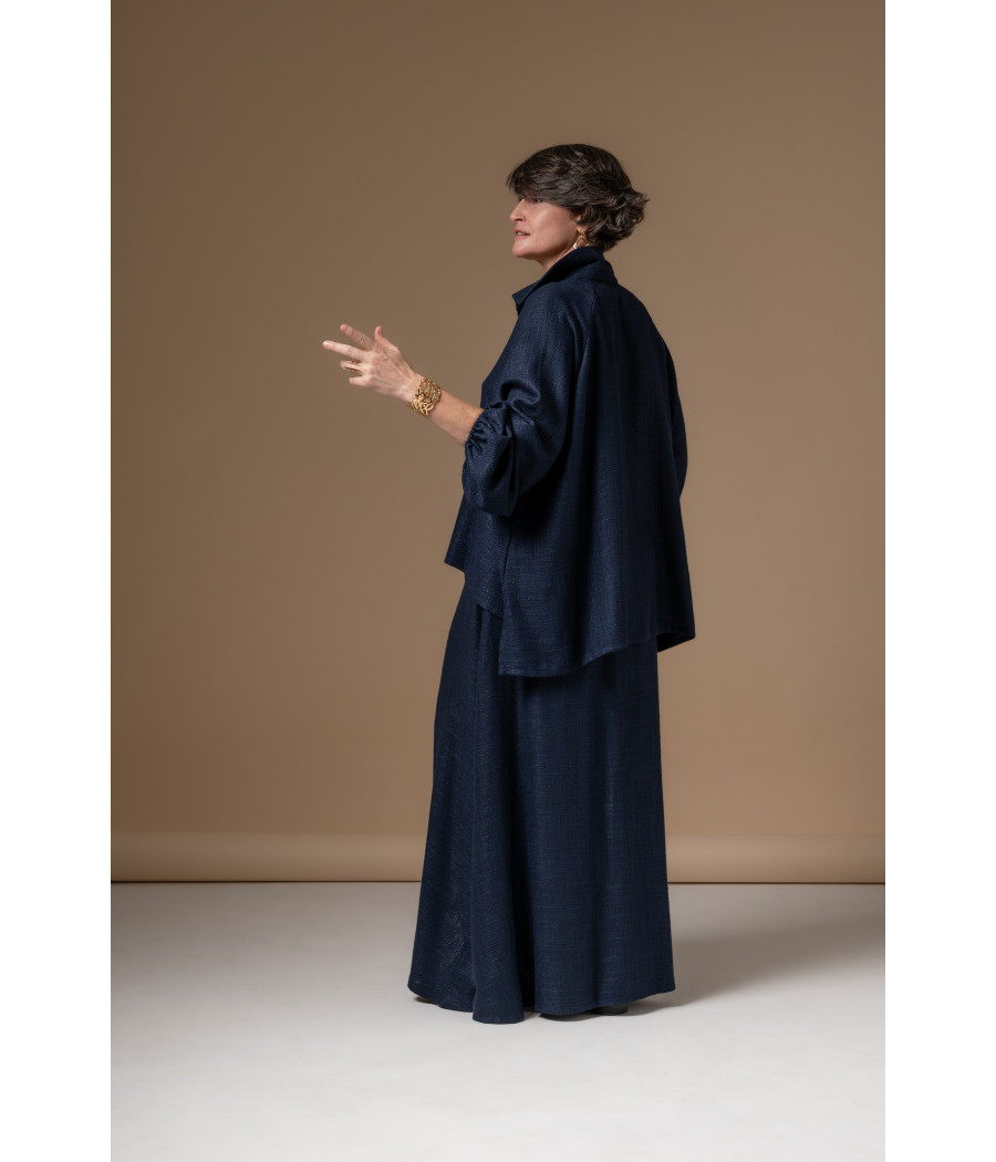 AMEL SKIRT - High-Waisted Textured Cotton Maxi Skirt | AS'FALL