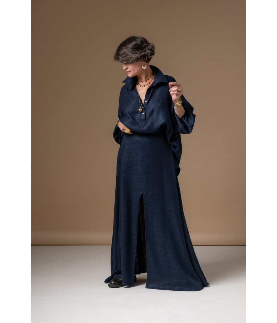 AMEL SKIRT - High-Waisted Textured Cotton Maxi Skirt | AS'FALL