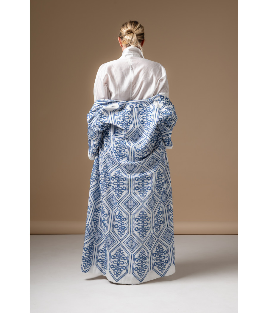 Blue Fine-Check Linen Set – Adjustable Top & Tailored Trousers AS'FALL