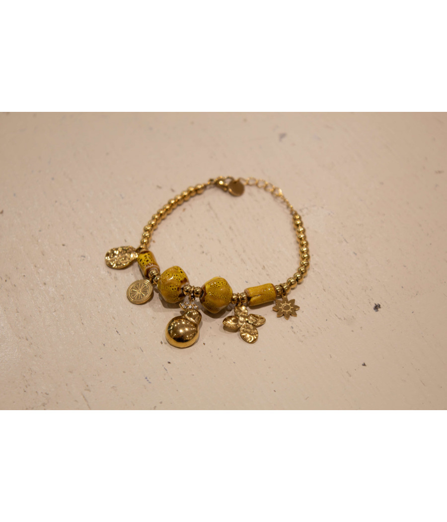 AMELIE Gold-Plated Brass Bracelet–Adjustable Size | AS'FALL