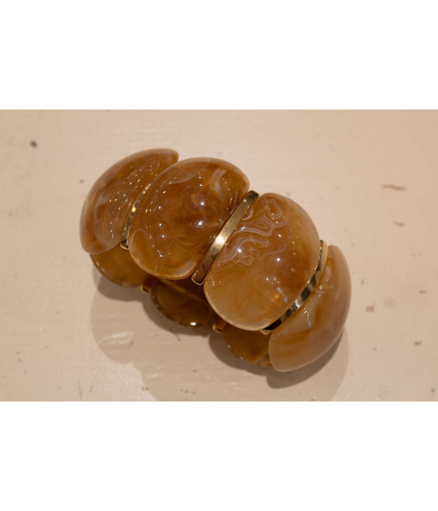 CALIFORNIA Gold-Gilded Resin Cuff–Elastic Fit,Unique Marbled Design